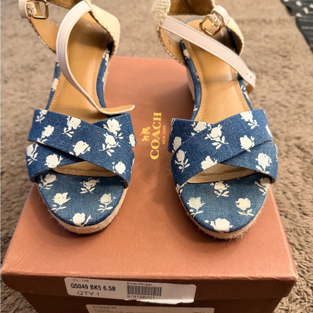 Coach Denim Blue Floral Espadrilles